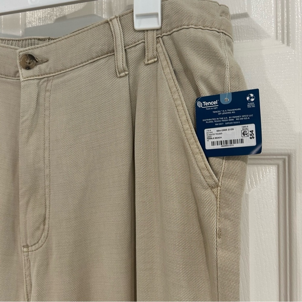NWT Arizona Juniors Wide Leg Pants Sz 15 Khaki Uniform Casual Pockets Trouser - Picture 4 of 9